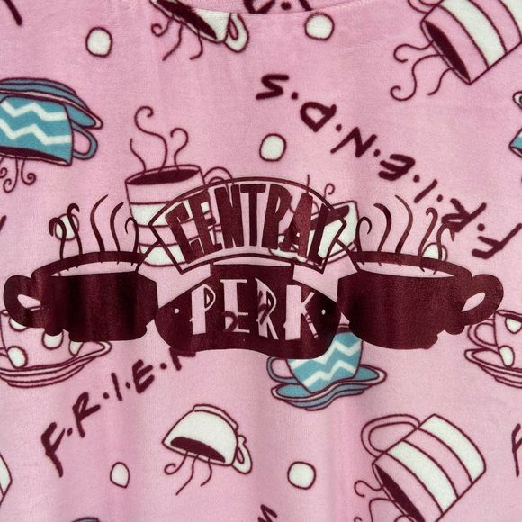 Friends Central Perk Sleepwear Long sleeve Fleece Pajama Top Pink XL NWT - Picture 3 of 8